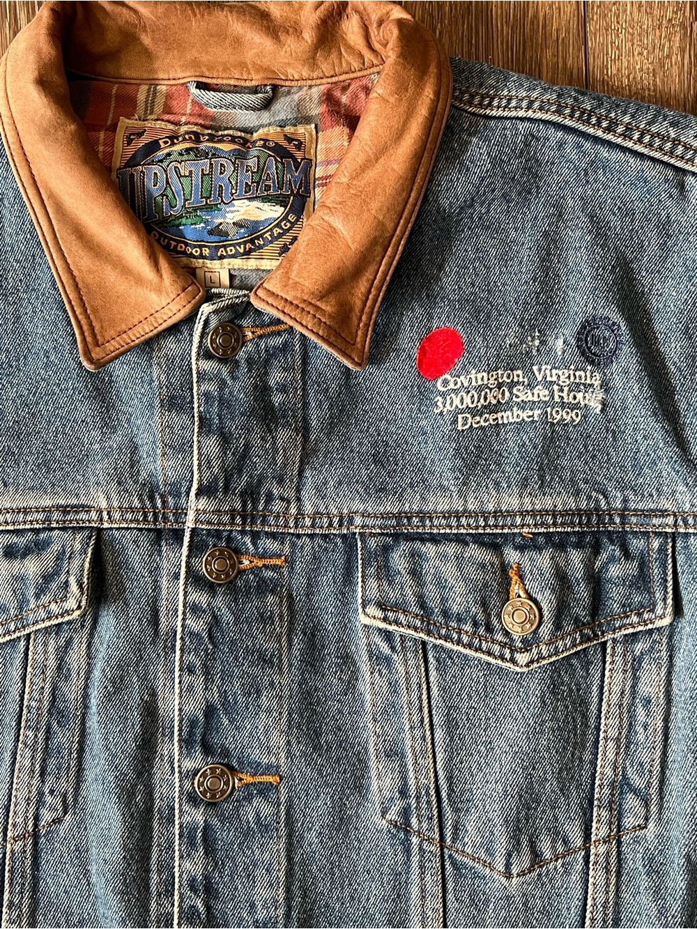 Vintage Dunbrooke Upstream Denim Jacket with Embroidered Logo Size Large - Picture 2 of 13